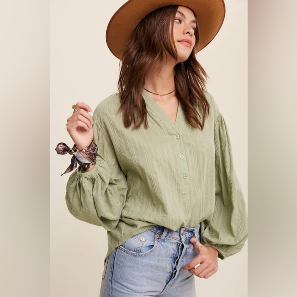 NWT Listicle Sage Green Blouse